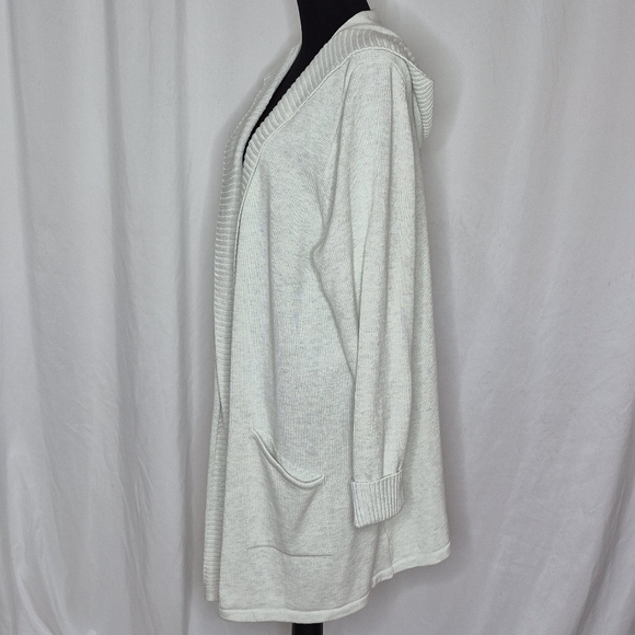 Tahari Open Front Hooded Cardigan w/ Pockets Heavy Knit Cotton Blend - Size 3X - Picture 3 of 14